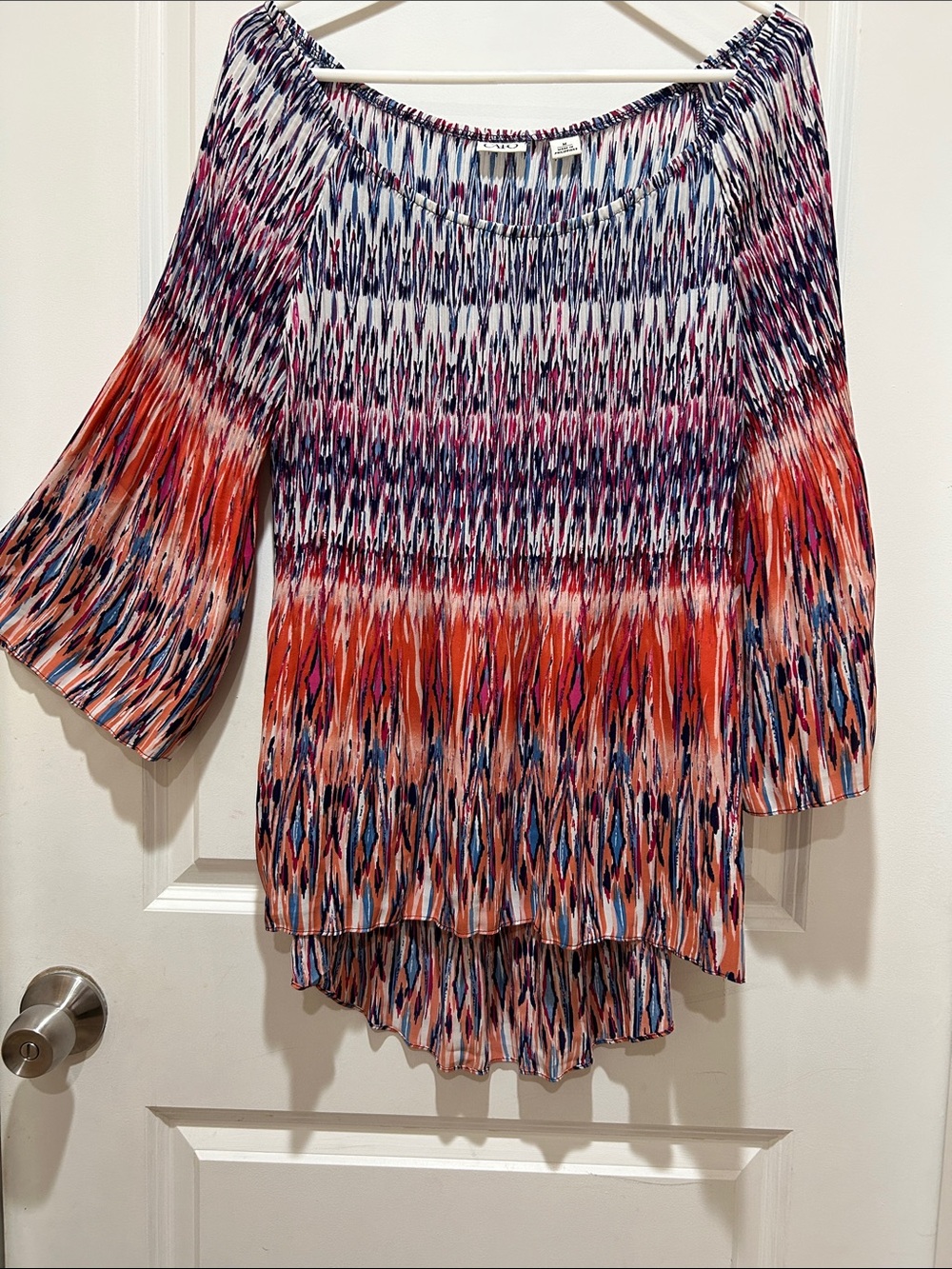 Cato Multi-Color High-Low Skirt with Pink, Orange & Blue Print